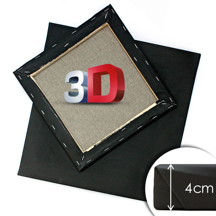 3D crno slikarsko platno na ramu PROFI - više dimenzija
