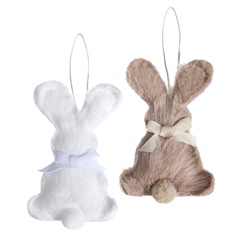 Krzneni zeka 9 cm - set 2 kom - neutralne boje