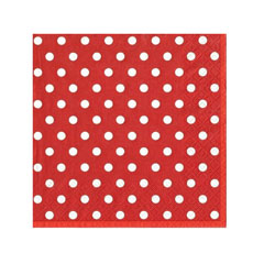 Salvete za dekupaž - Crvena sa točkicama - 1 kom 