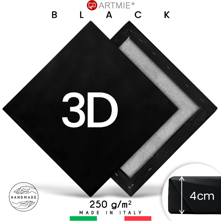 3D Crno slikarsko platno na okviru PROFI - odaberite dimenziju
