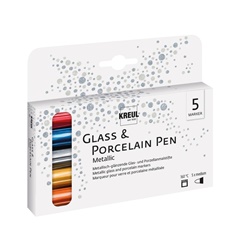 Set metalik flomastera za porculan Hobby art Line 160°C  - 5 djelni