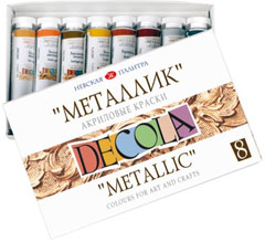 Akrilna boja metalik DECOLA 8x18 ml 
