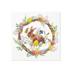 Decoupage salvete - Bunny in wreath - 1kom
