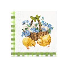 Decoupage salvete - Chicks with basket - 1kom