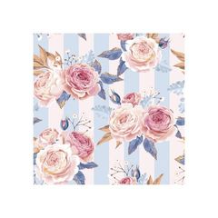 Decoupage salvete - Pink Roses on Blue Stripes - 1 kom