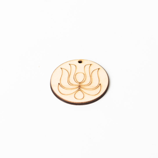 Drveni proizvod za izradu nakita - krug s ornamentom - 4.5 cm