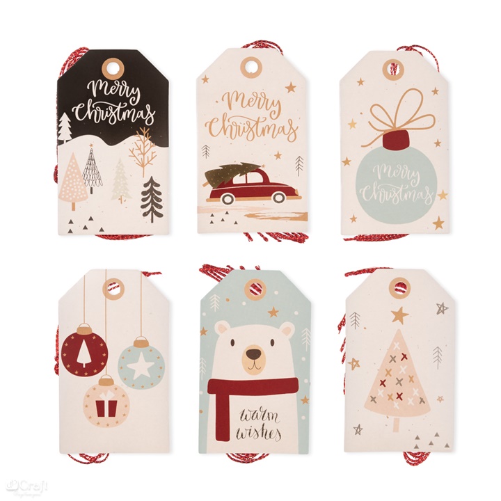 Novogodišnje etikete za dekoraciju 24 kom  | Christmas pastels