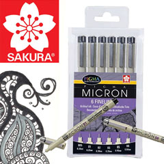 Set flomastera za tehničko crtanje SAKURA Pigma Micron / 6 djelni